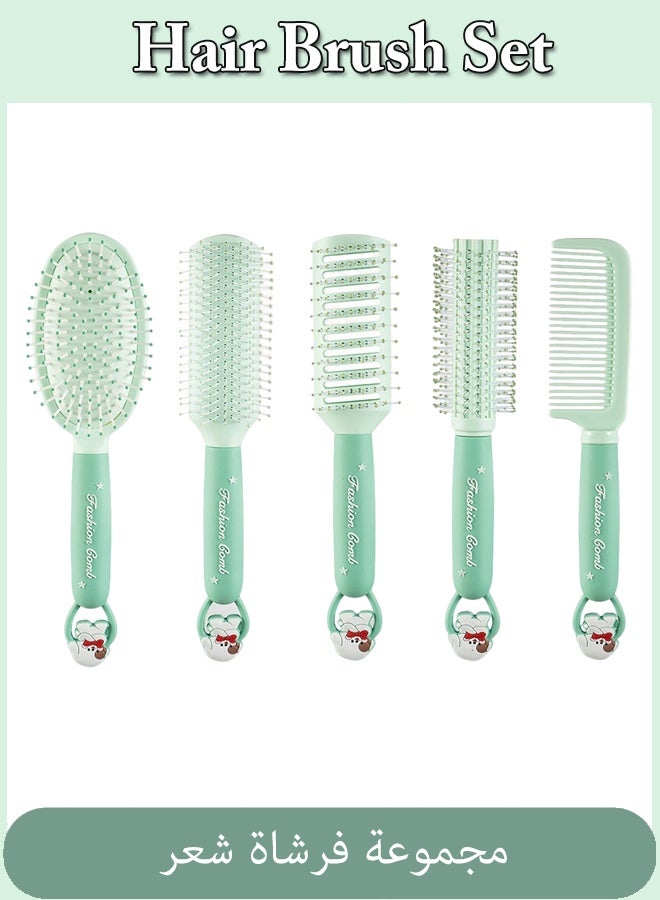 Aimayapet 5PCS Hair Brush Set, 5Pcs Hair Brush Comb Set with Detangling Nylon Pins, Detangling Hairbrush For Women for Reduces Frizz, Hair Combs Hair Dryer Brush Styling Brush,  Wet Dry Brush Cushion Hair Combs for Women, Men, Kids - Image 1